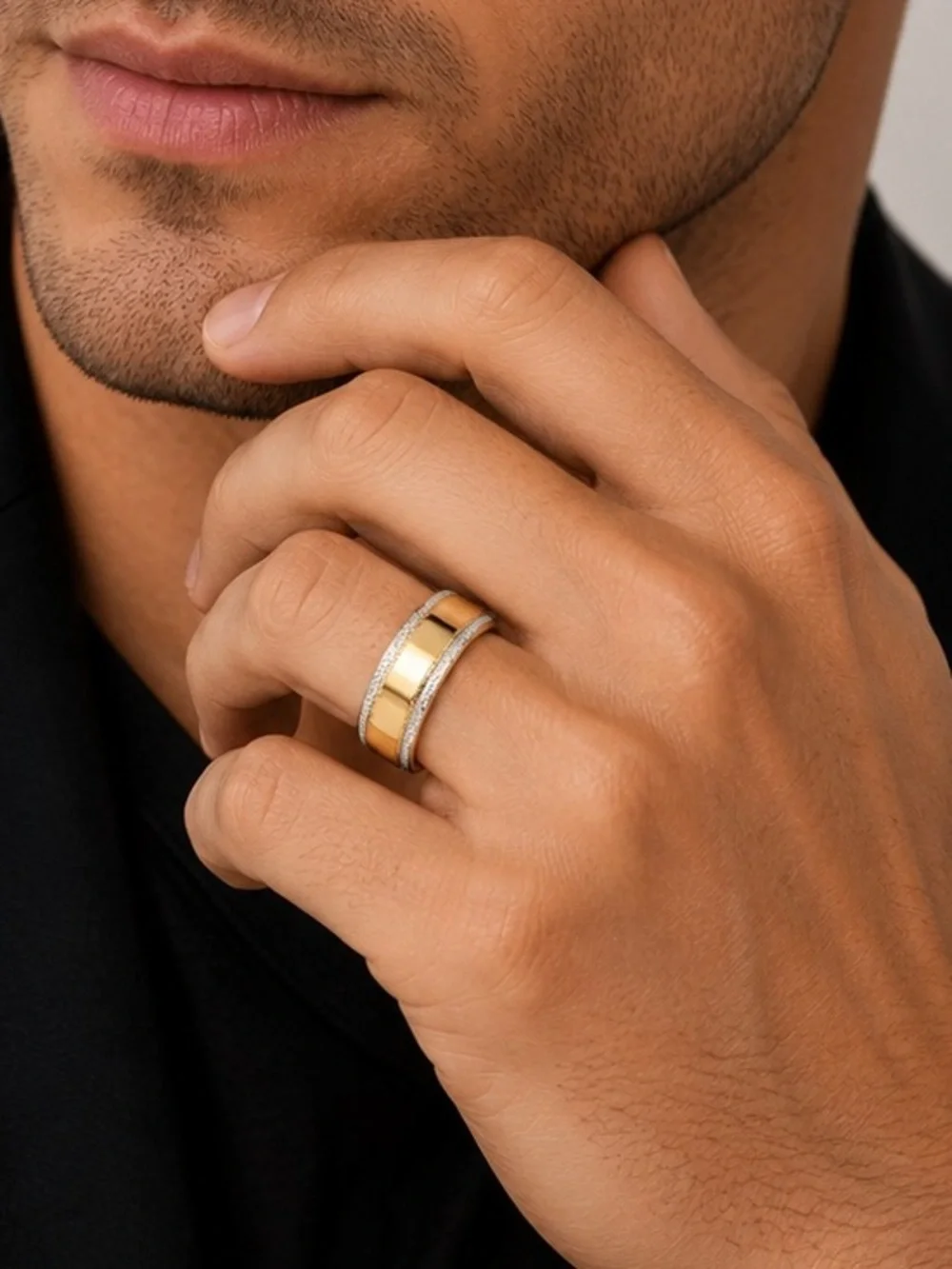 New 14k Yellow Gold and white gold 6 mm Round Men's Wedding band Ring size 10